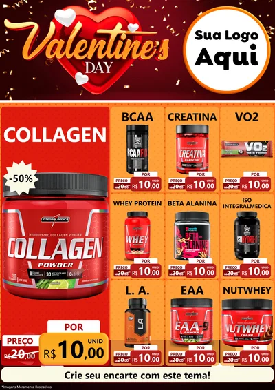 Modelo de Encarte para Encarte A4 Vertical com o tema Valentine's Day para Suplementos alimentares