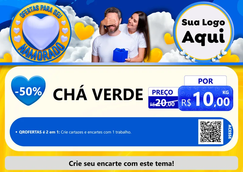 Modelo de Cartaz para Cartaz A4 Horizontal com o tema Ofertas Para Seu Namorado para Produtos Naturais
