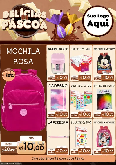 Modelo de Encarte para Encarte A4 Vertical com o tema Delícias de Páscoa para Papelaria