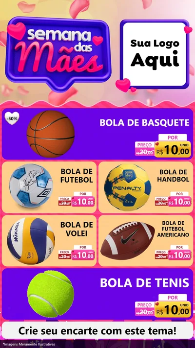 Modelo de TV para TV Vertical com o tema Semana das Mães para Artigos Esportivos