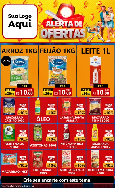 Modelo de Encarte para Encarte Grande com o tema Alerta de Ofertas para Supermercado