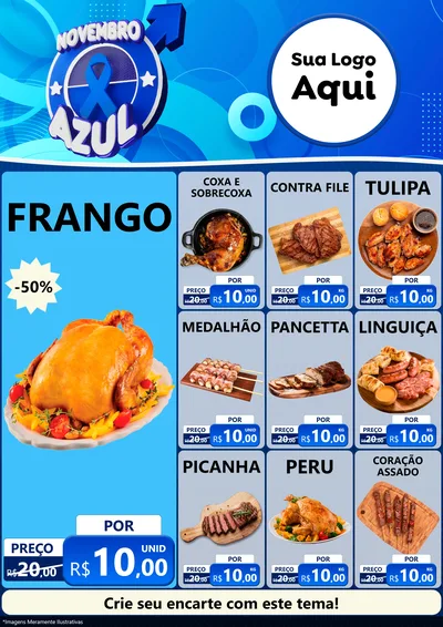 Modelo de Encarte para Encarte A4 Vertical com o tema Novembro Azul para Assados