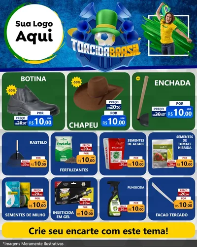 Modelo de Rede Social para Feed Instagram com o tema Torcida Brasil - Copa para Agropecuária