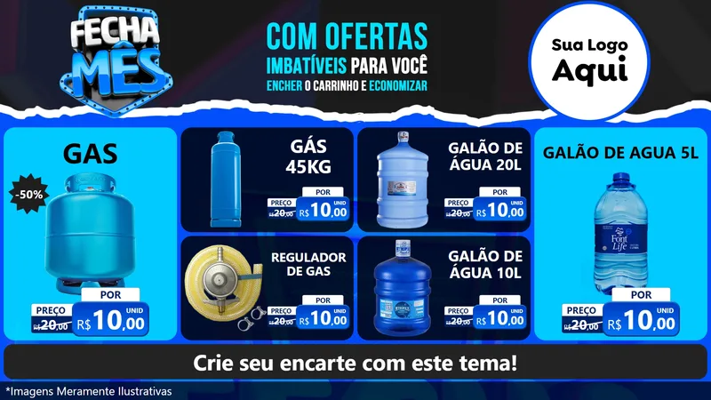 Modelo de TV para TV Horizontal com o tema Fecha Mês para Água e gás