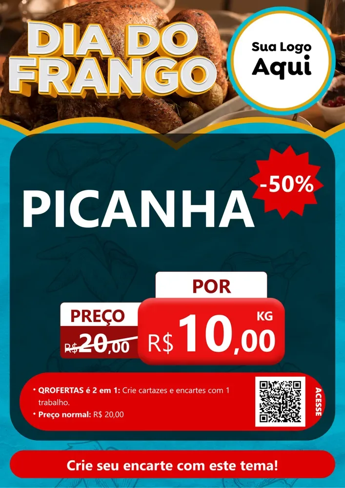 Modelo de Cartaz para Cartaz A4 Vertical com o tema Dia Do Frango para Açougue