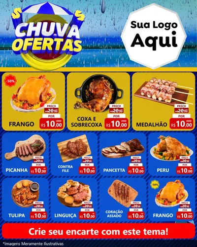 Modelo de Rede Social para Feed Instagram com o tema Chuva de Ofertas para Assados