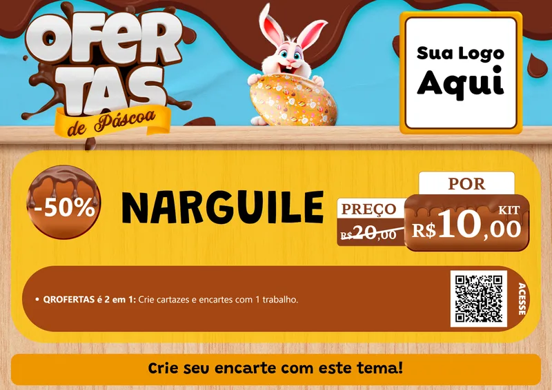 Modelo de Cartaz para Cartaz A4 Horizontal com o tema Ofertas de Páscoa para Tabacaria