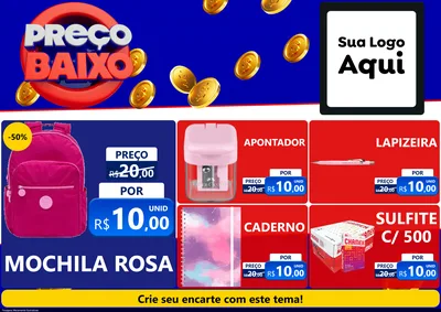 Modelo de Encarte para Encarte A4 Horizontal com o tema Preço Baixo para Papelaria