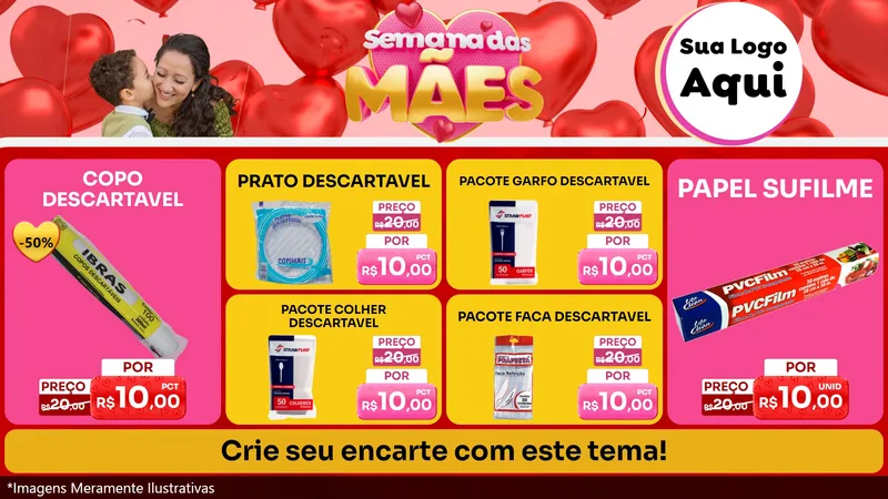 Modelo de TV para TV Horizontal com o tema Semana Das Mães para Embalagens