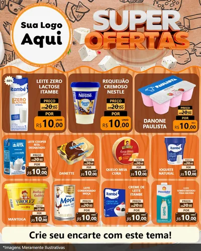 Modelo de Rede Social para Feed Instagram com o tema Super Ofertas para Frios e Laticínios