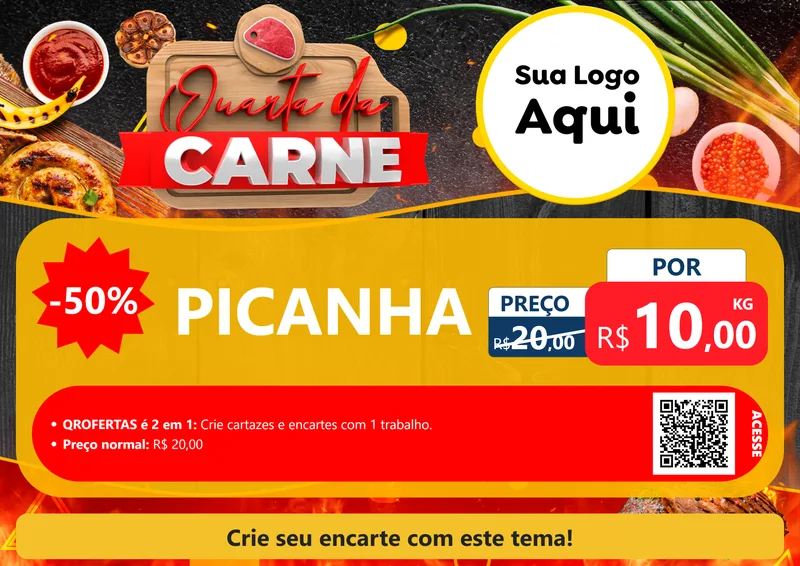 Modelo de Cartaz para Cartaz A4 Horizontal com o tema Quarta da Carne para Açougue