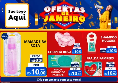 Modelo de Encarte para Encarte A4 Horizontal com o tema Ofertas de Janeiro para Bebês