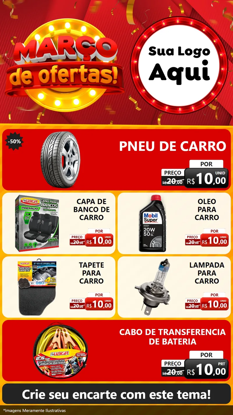 Modelo de TV para TV Vertical com o tema Março de Ofertas! para Auto peças