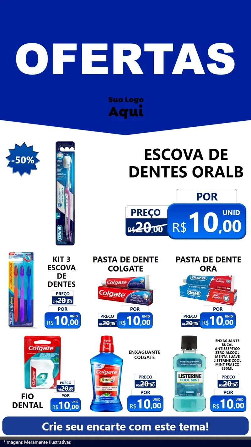 Modelo de Rede Social para Stories com o tema Ofertas Azul Cartaz para Higiene Pessoal