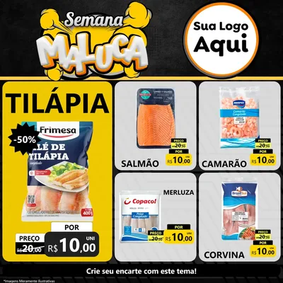 Modelo de Rede Social para Feed Facebook com o tema Semana Maluca para Peixaria