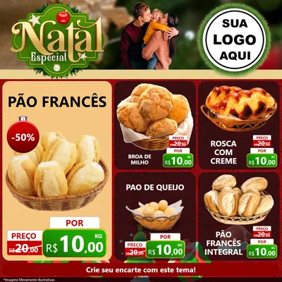 Modelo de Rede Social para Feed Facebook com o tema Natal Especial para Padaria