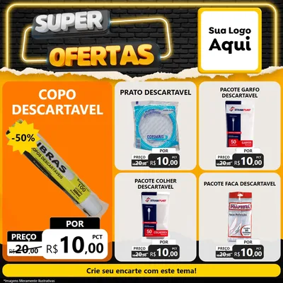 Modelo de Rede Social para Feed Facebook com o tema Super Ofertas para Embalagens