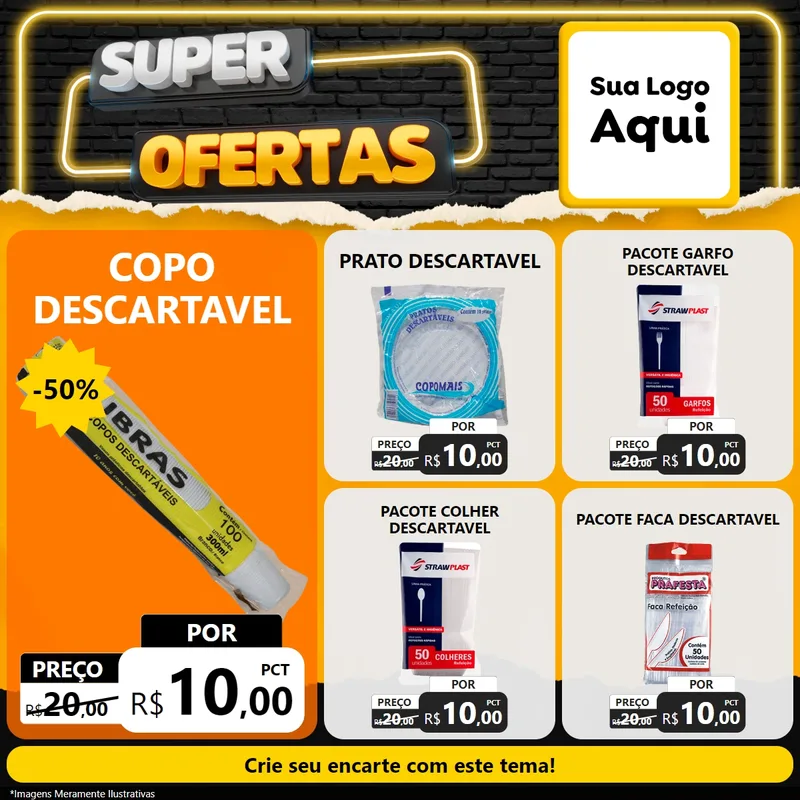 Modelo de Rede Social para Feed Facebook com o tema Super Ofertas para Embalagens