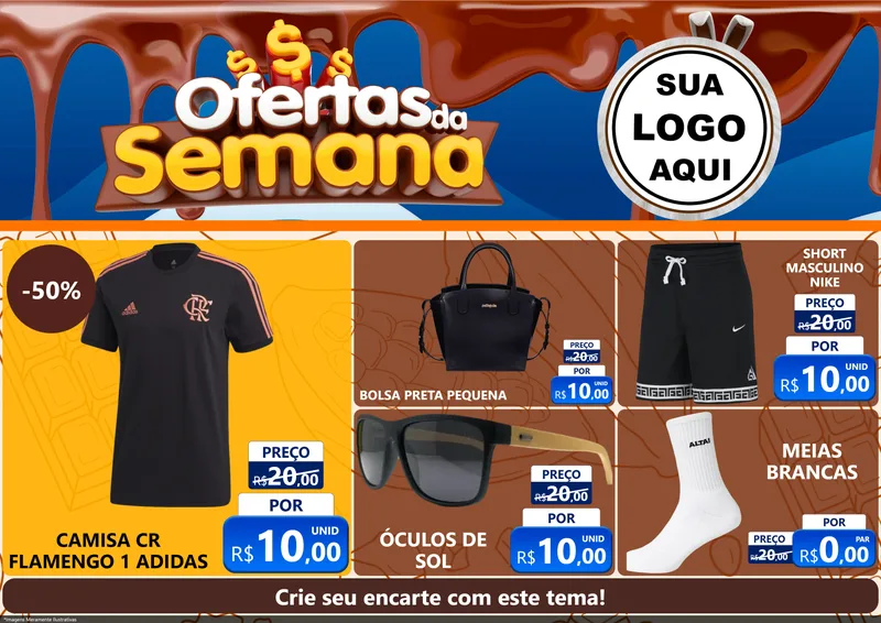 Modelo de Encarte para Encarte A4 Horizontal com o tema Ofertas da Semana - Páscoa para Roupas e acessórios