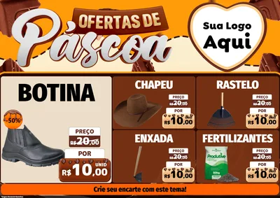 Modelo de Encarte para Encarte A4 Horizontal com o tema Ofertas de Páscoa para Agropecuária