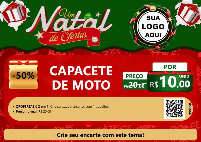 Modelo de Cartaz para Cartaz A4 Horizontal com o tema Um Natal de Ofertas para Moto peças