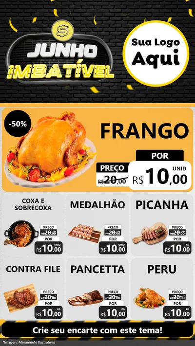 Modelo de Rede Social para Stories com o tema Junho Imbatível para Assados