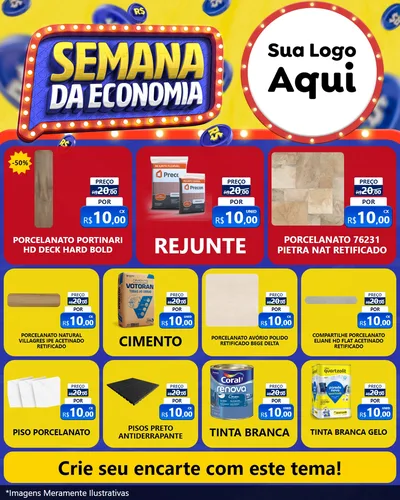 Modelo de Rede Social para Feed Instagram com o tema Semana da Economia para Pisos e revestimentos