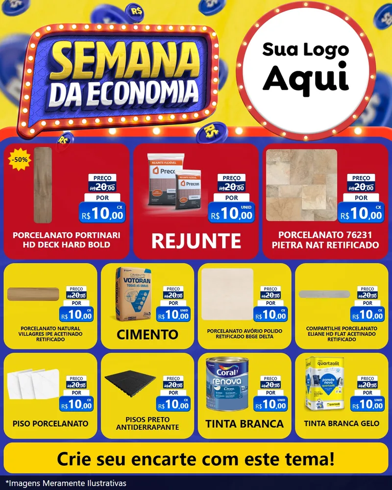 Modelo de Rede Social para Feed Instagram com o tema Semana da Economia para Pisos e revestimentos