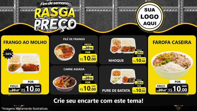 Modelo de TV para TV Horizontal com o tema Fim de Semana Rasga Preço para Restaurante