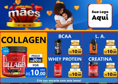 Modelo de Encarte para Encarte A4 Horizontal com o tema Mês das Mães para Suplementos alimentares