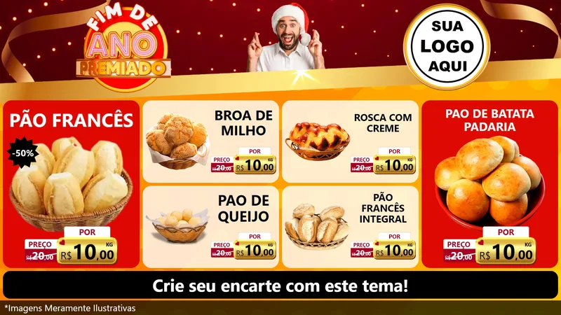 Modelo de TV para TV Horizontal com o tema Fim de Ano Premiado para Padaria