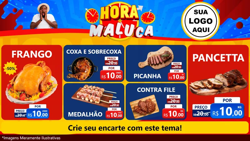 Modelo de TV para TV Horizontal com o tema Hora Maluca para Assados