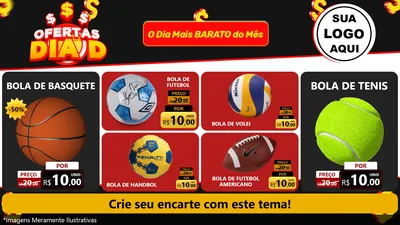 Modelo de TV para TV Horizontal com o tema Ofertas Dia D para Artigos Esportivos