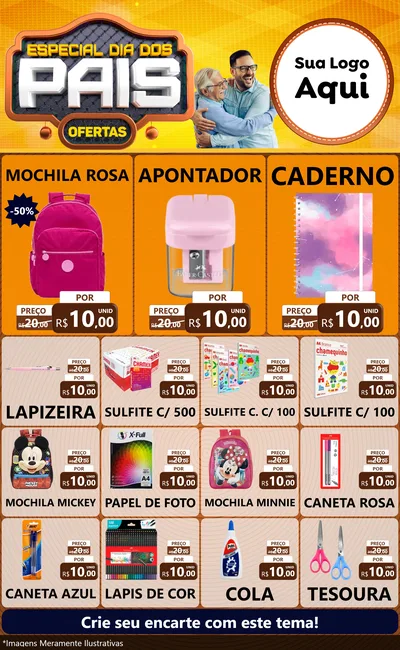 Modelo de Encarte para Encarte Grande com o tema Especial Dia dos Pais para Papelaria