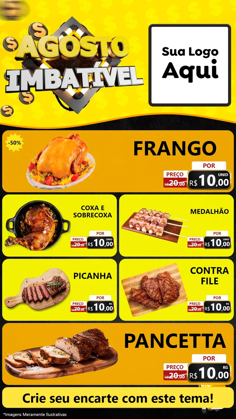 Modelo de TV para TV Vertical com o tema Agosto Imbatível para Assados