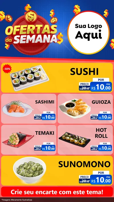 Modelo de TV para TV Vertical com o tema Ofertas Da Semana para Comida japonesa