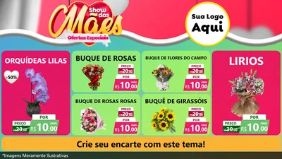 Modelo de TV para TV Horizontal com o tema Show das Mães - Ofertas Especiais para Floricultura e jardim