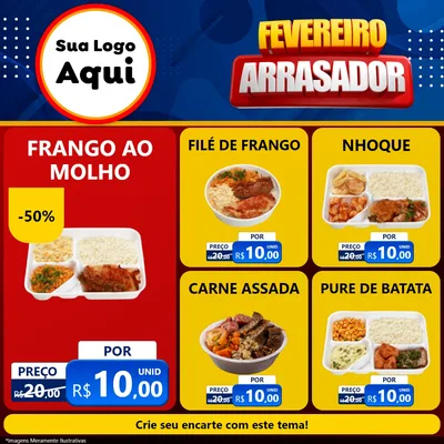 Modelo de Rede Social para Feed Facebook com o tema Fevereiro Arrasador para Restaurante