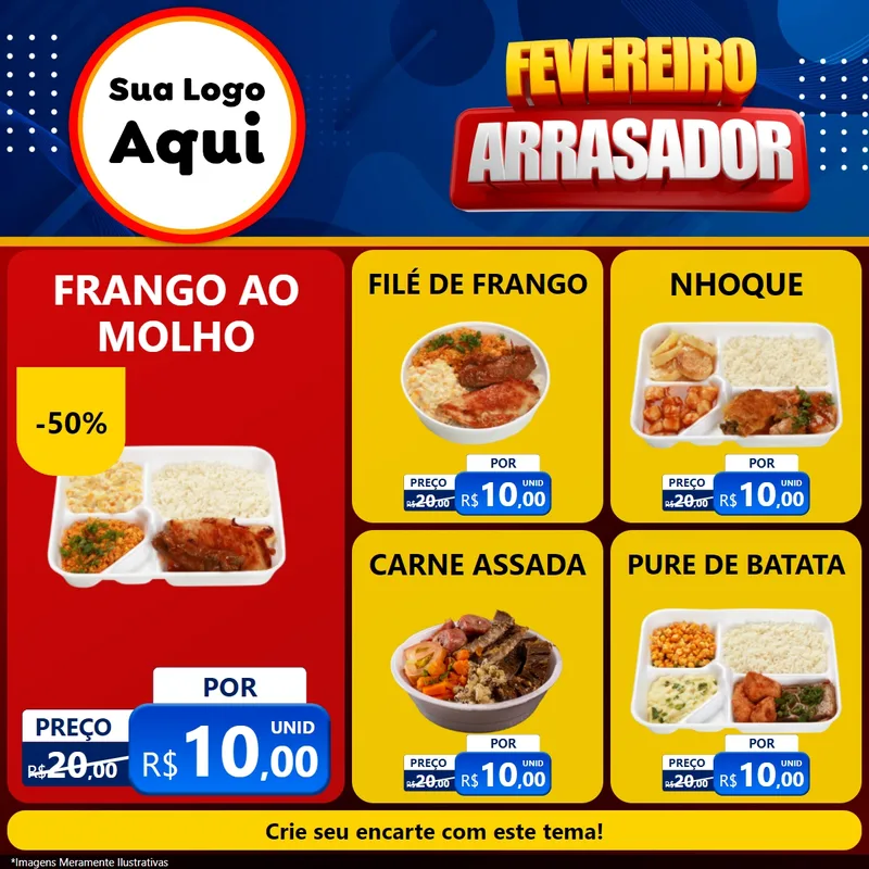 Modelo de Rede Social para Feed Facebook com o tema Fevereiro Arrasador para Restaurante