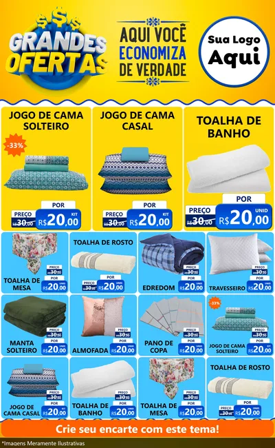 Modelo de Encarte para Encarte Grande com o tema Grandes Ofertas para Cama, Mesa e Banho