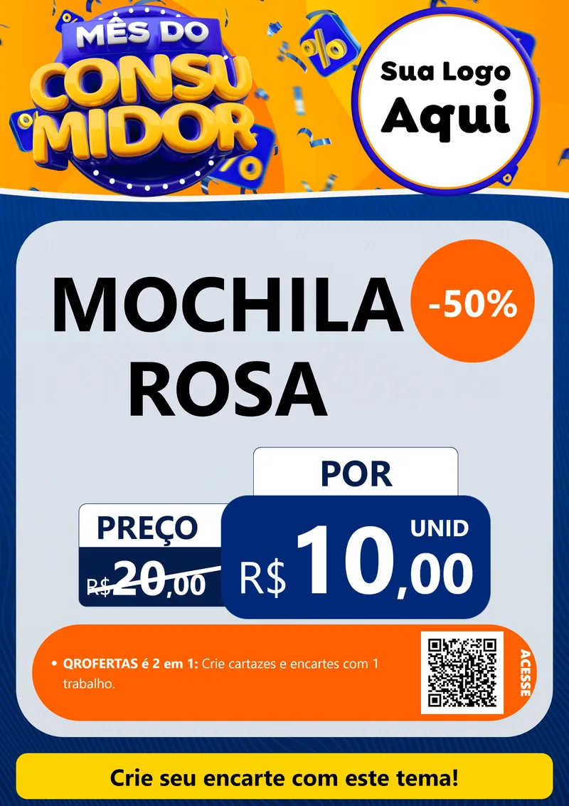 Modelo de Cartaz para Cartaz A4 Vertical com o tema Mês do Consumidor para Papelaria