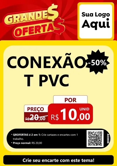 Modelo de Cartaz para Cartaz A4 Vertical com o tema Grandes Ofertas para Tubos e conexões