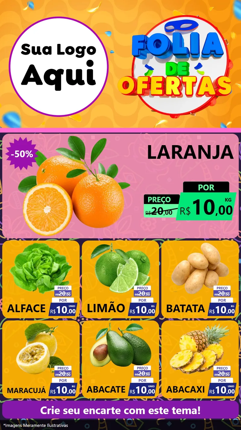 Modelo de Rede Social para Stories com o tema Folia de Ofertas para Hortifrúti