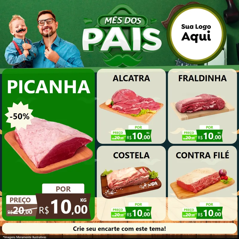 Modelo de Rede Social para Feed Facebook com o tema Mês dos Pais para Açougue