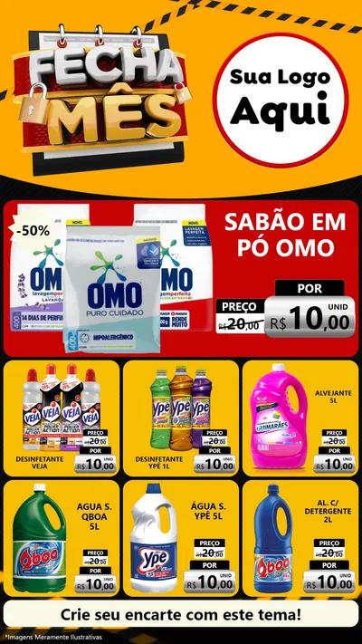 Modelo de Rede Social para Stories com o tema Fecha Mês para Produtos de Limpeza