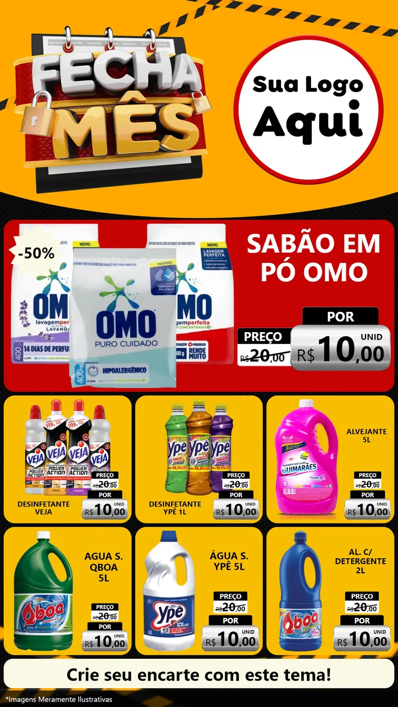 Modelo de Rede Social para Stories com o tema Fecha Mês para Produtos de Limpeza