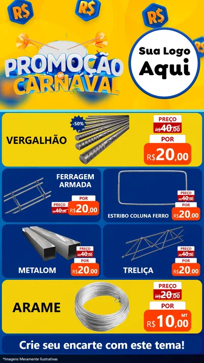 Modelo de TV para TV Vertical com o tema Promoção de Carnaval para Ferragens