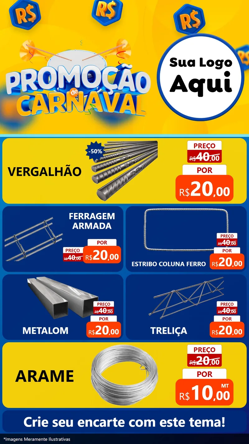 Modelo de TV para TV Vertical com o tema Promoção de Carnaval para Ferragens
