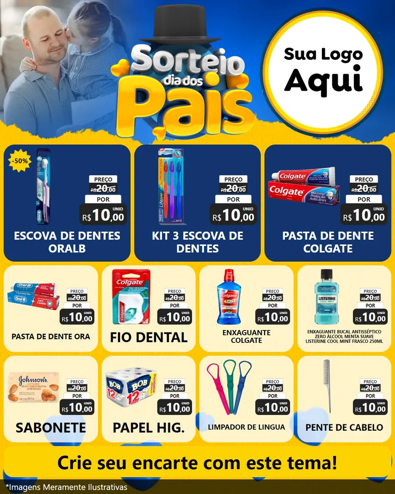 Modelo de Rede Social para Feed Instagram com o tema Sorteio Dia Dos Pais para Higiene Pessoal