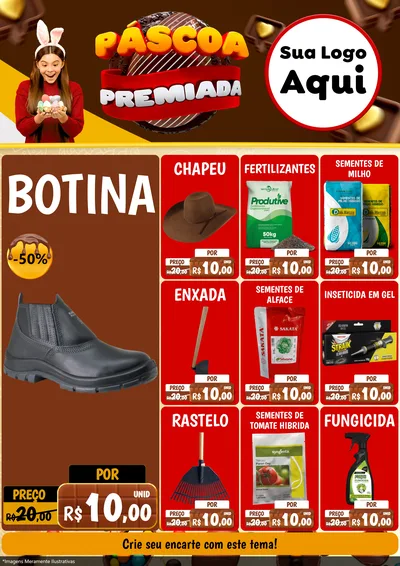 Modelo de Encarte para Encarte A4 Vertical com o tema Páscoa Premiada para Agropecuária